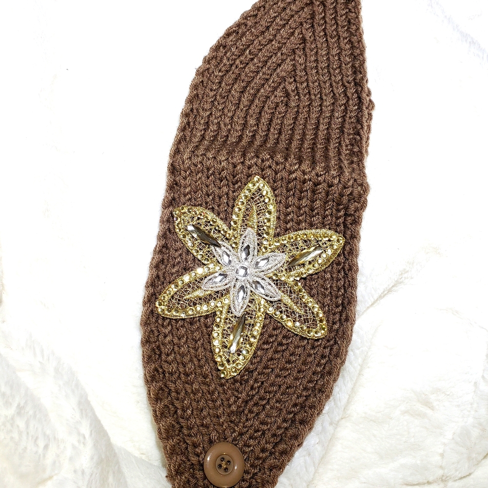 Knit Headband with Embellishments